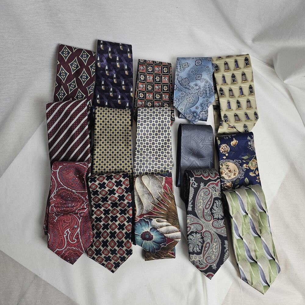 LOT OF 15 DIFFERENT BRAND MEN'S TIE Elephant Floral Geometric